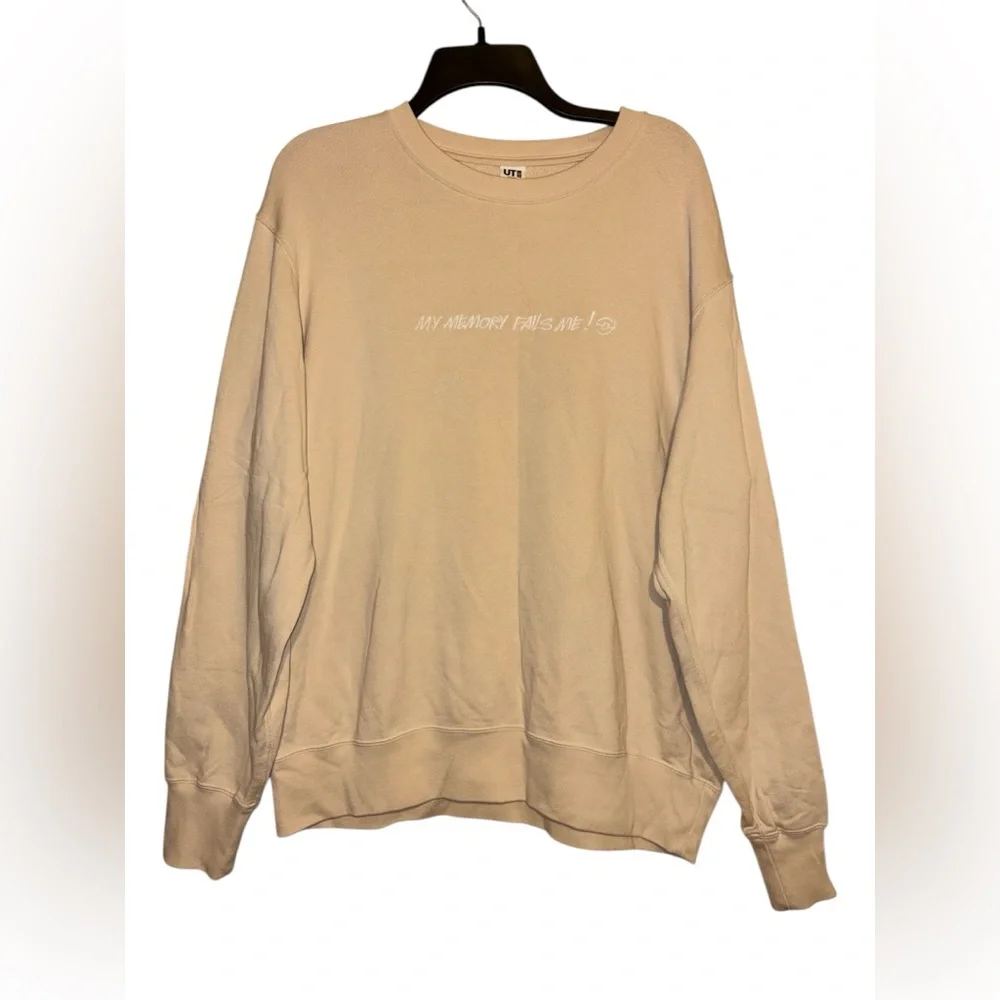 Uniqlo Pokemon x James Jarvis UT Tan My Memory Fails Me Sweater Psyduck Sz L - Picture 2 of 6